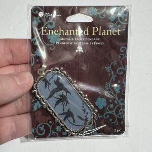 Blue Moon Beads Enchanted Planet Bird Pendant Metal Epoxy Black Birds In Flight